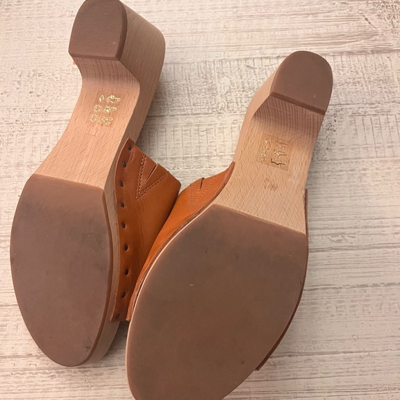 Madewell The Evelyn Slide Tan Heeled Clogs Slip On Open Toe Leather - Picture 3 of 4